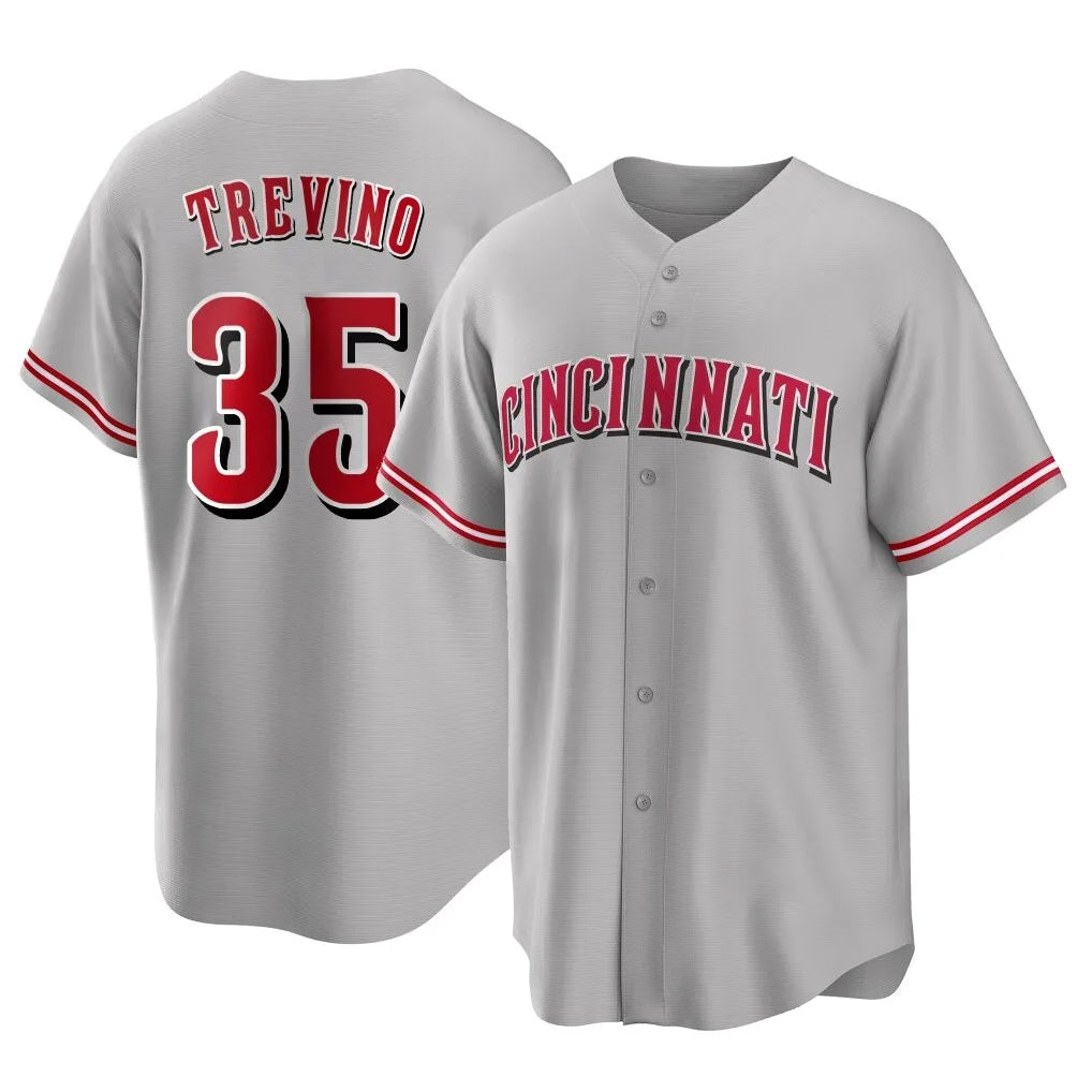 Ndoa C.Reds #35 Jose Trevino Player Gray Home Game Stitched Jerseys