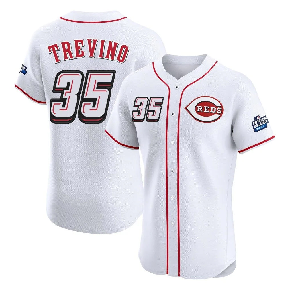 Ndoa C.Reds #35 Jose Trevino Player White Speedway Classic Limited Elite Home Stitched Jerseys