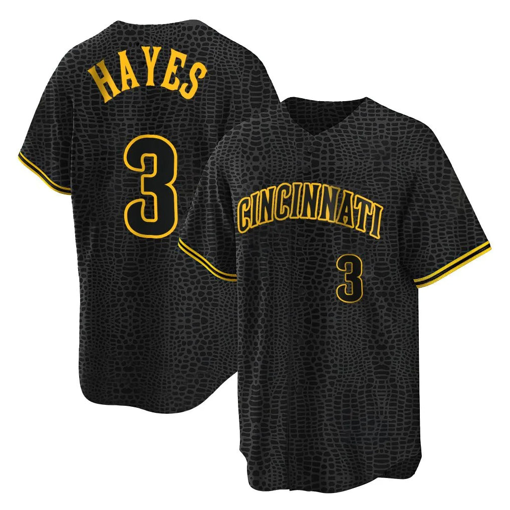 Ndoa C.Reds #3 Ke'Bryan Hayes Player Black Snake Skin City Home Stitched Jerseys
