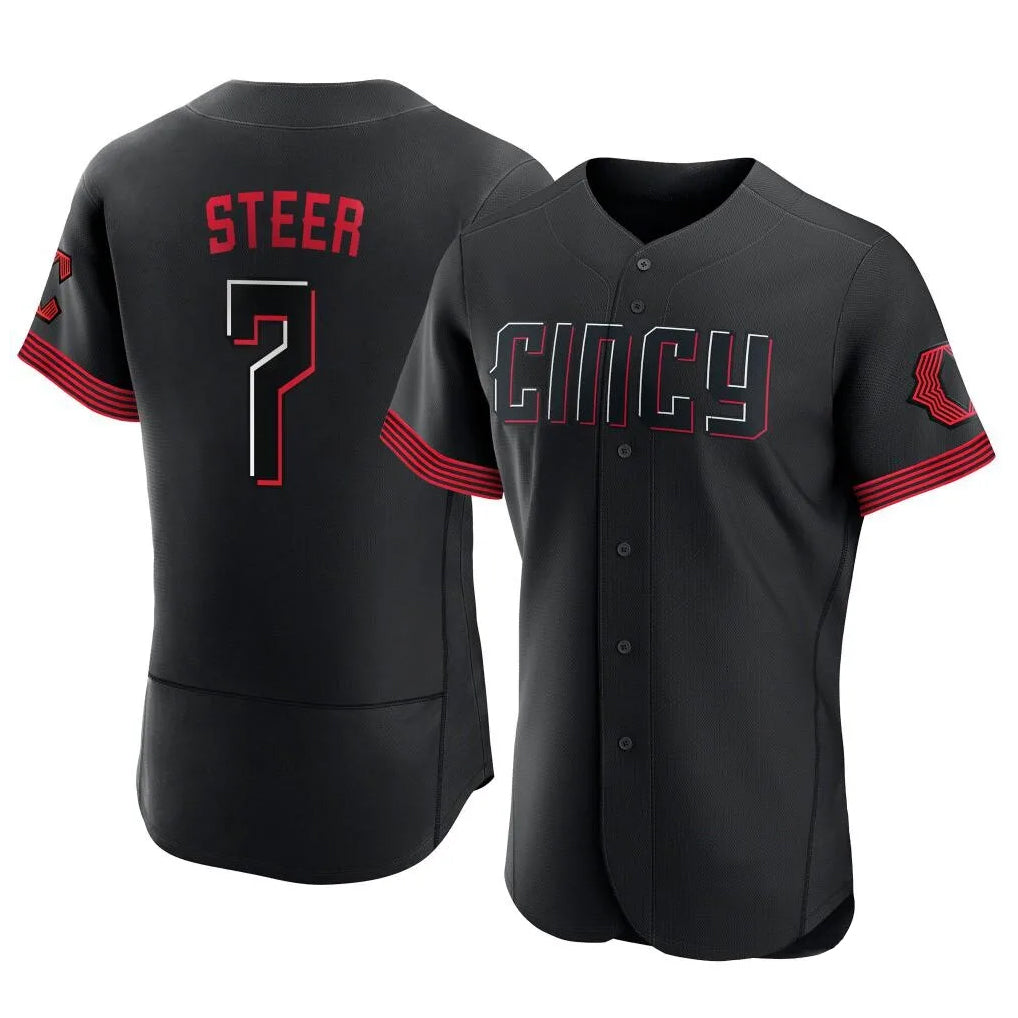 Ndoa C.Reds #7 Spencer Steer Player Black City Connect Limited Elite Home Stitched Jerseys