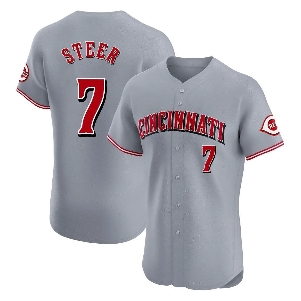 Ndoa C.Reds #7 Spencer Steer Player Gray Limited Elite Home Stitched Jerseys
