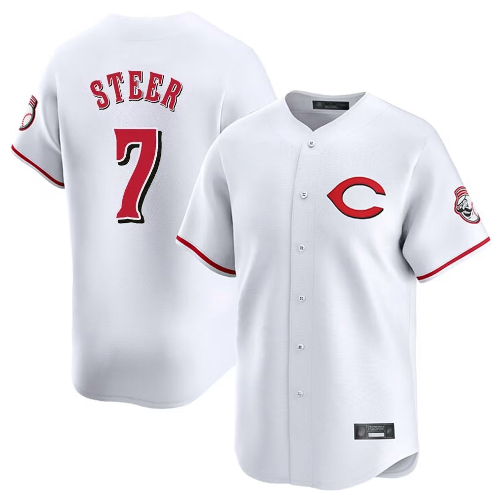 Ndoa C.Reds #7 Spencer Steer Player White Limited Home Stitched Jerseys