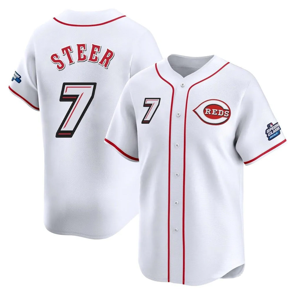 Ndoa C.Reds #7 Spencer Steer Player White Speedway Classic Home Limited Stitched Jerseys
