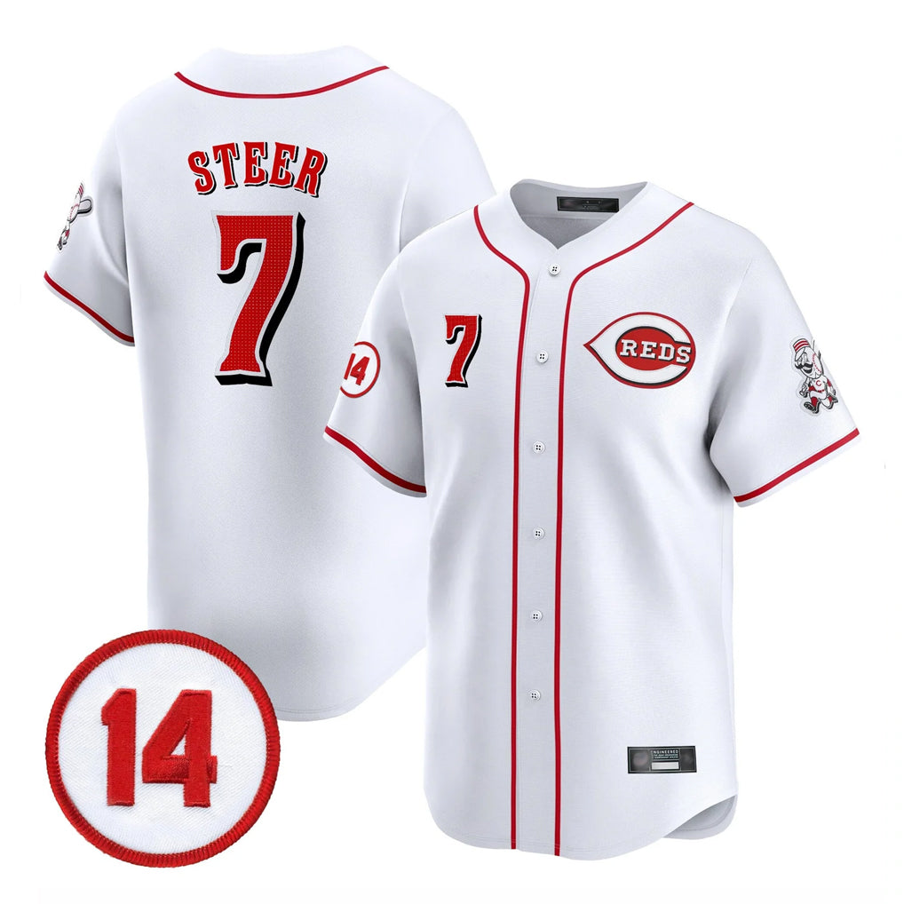 Ndoa C.Reds #7 Spencer Steer Player White Vapor Premier Limited Home Stitched Jerseys