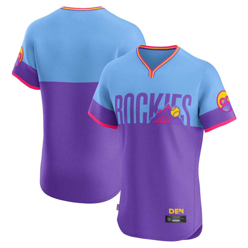 Ndoa C.Rockies Purple-Light Blue City Connect Limited Elite Home T-shirt Blank Player Stitched Jerseys