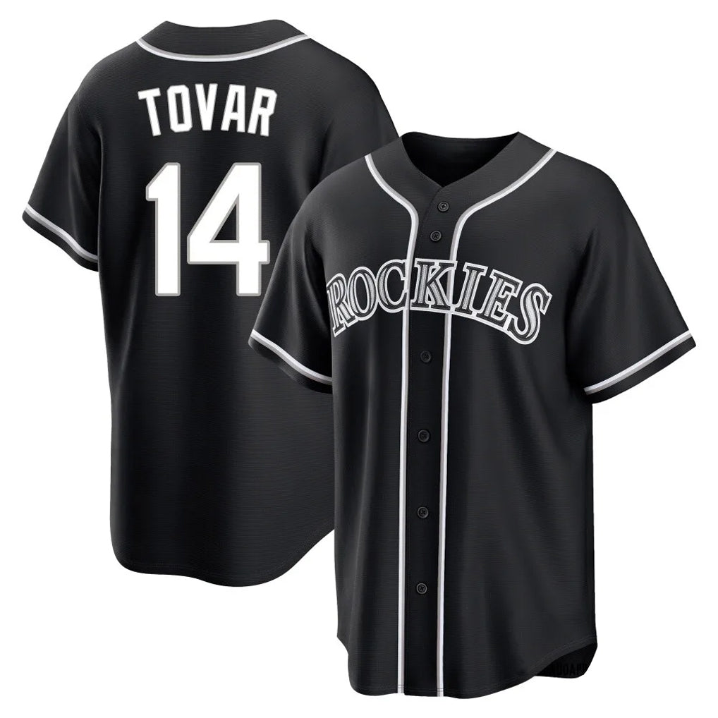 Ndoa C.Rockies #14 Ezequiel Tovar Player Black Fashion Out Home Game Stitched Jerseys