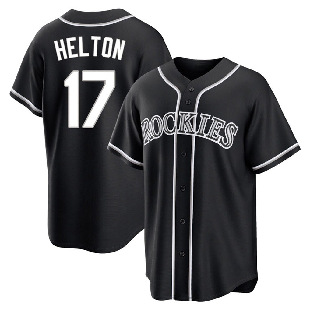 Ndoa C.Rockies #17 Todd Helton Player Black Fashion Out Home Game Stitched Jerseys