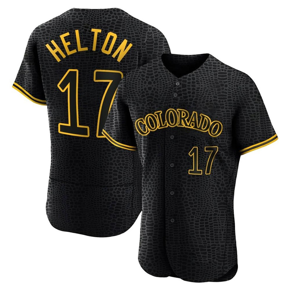 Ndoa C.Rockies #17 Todd Helton Player Black Snake Skin City Limited Elite Home Stitched Jerseys
