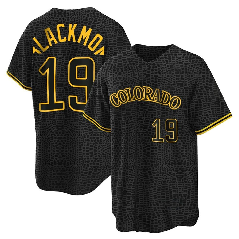 Ndoa C.Rockies #19 Charlie Blackmon Player Black Snake Skin City Home Game Stitched Jerseys