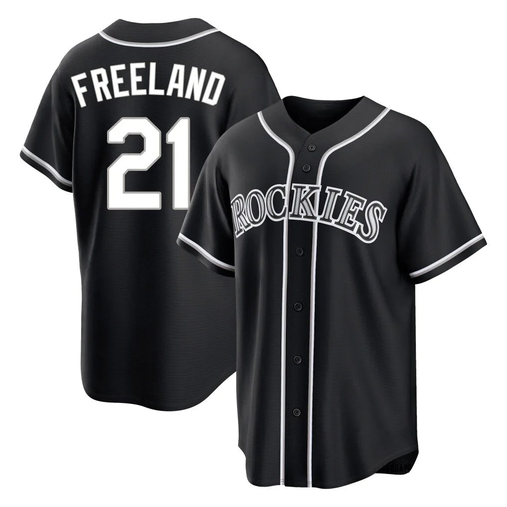 Ndoa C.Rockies #21 Kyle Freeland Player Black Fashion Out Home Game Stitched Jerseys