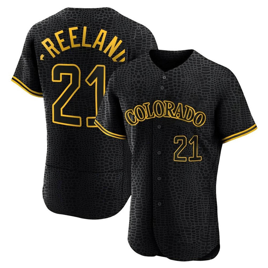Ndoa C.Rockies #21 Kyle Freeland Player Black Snake Skin City Limited Elite Home Stitched Jerseys