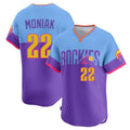 Ndoa C.Rockies #22 Mickey Moniak Player Purple-Light Blue City Connect Limited Home T-shirt Stitched Jerseys
