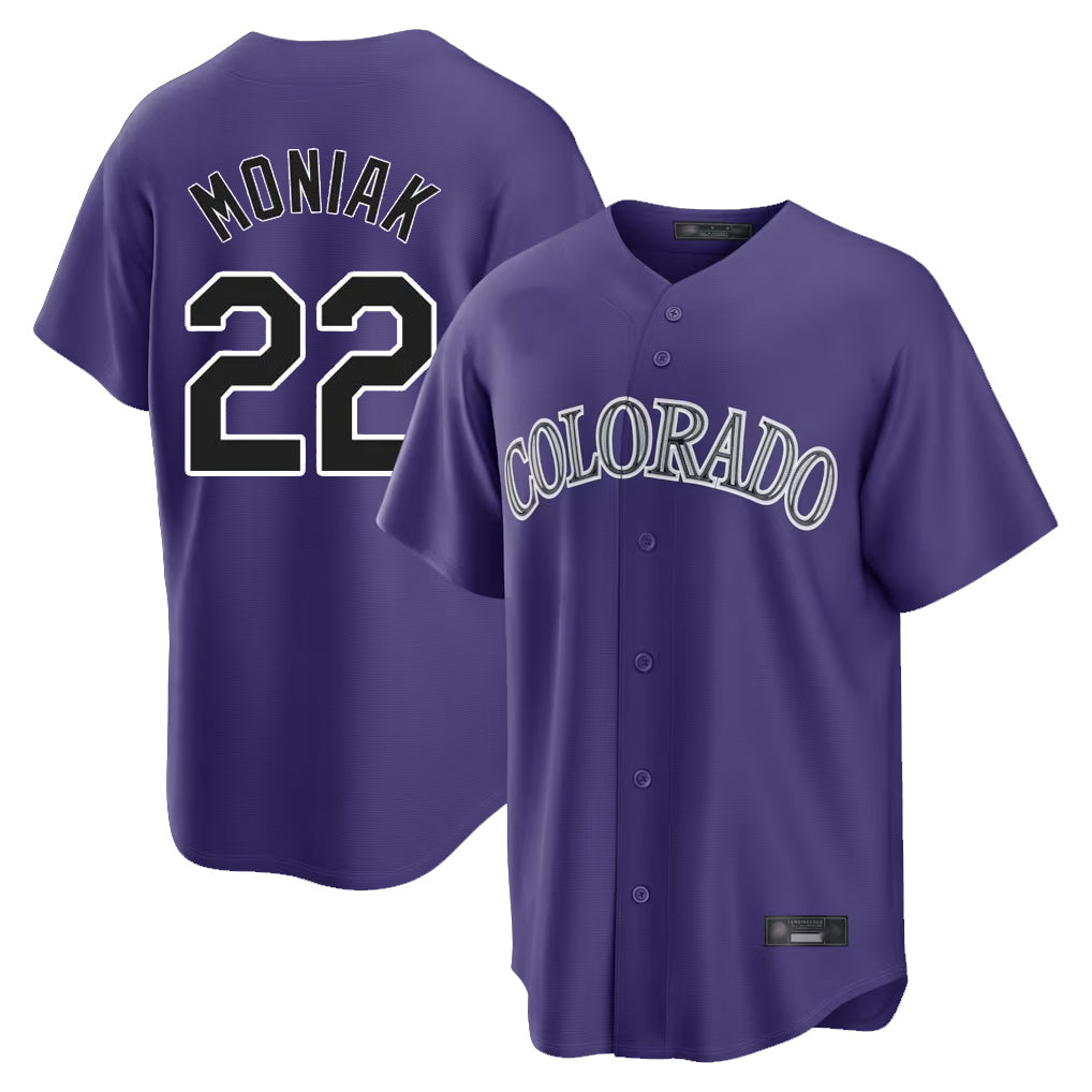 Ndoa C.Rockies #22 Mickey Moniak Player Purple Game Home Stitched Jerseys