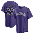 Ndoa C.Rockies #22 Mickey Moniak Player Purple Game Home Stitched Jerseys