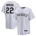 Ndoa C.Rockies #22 Mickey Moniak Player White Game Home Stitched Jerseys