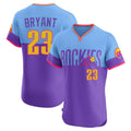 Ndoa C.Rockies #23 Kris Bryant Player Purple-Light Blue City Connect Limited Elite Home T-shirt Stitched Jerseys