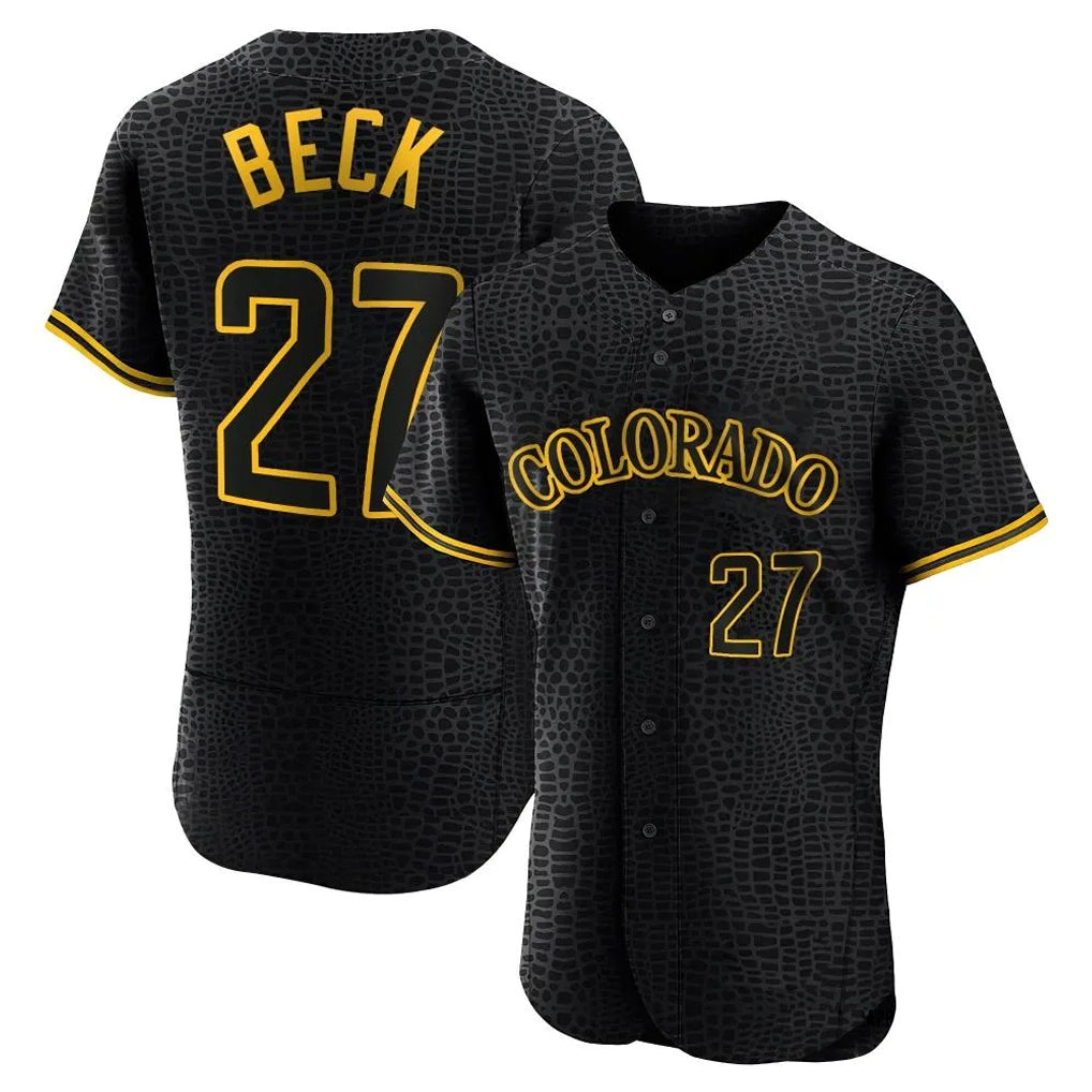 Ndoa C.Rockies #27 Jordan Beck Player Black Snake Skin City Limited Elite Home Stitched Jerseys