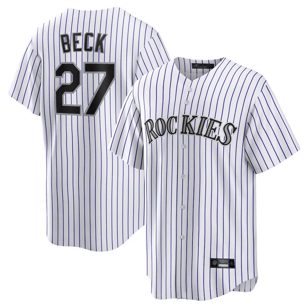 Ndoa C.Rockies #27 Jordan Beck Player White Game Home Stitched Jerseys
