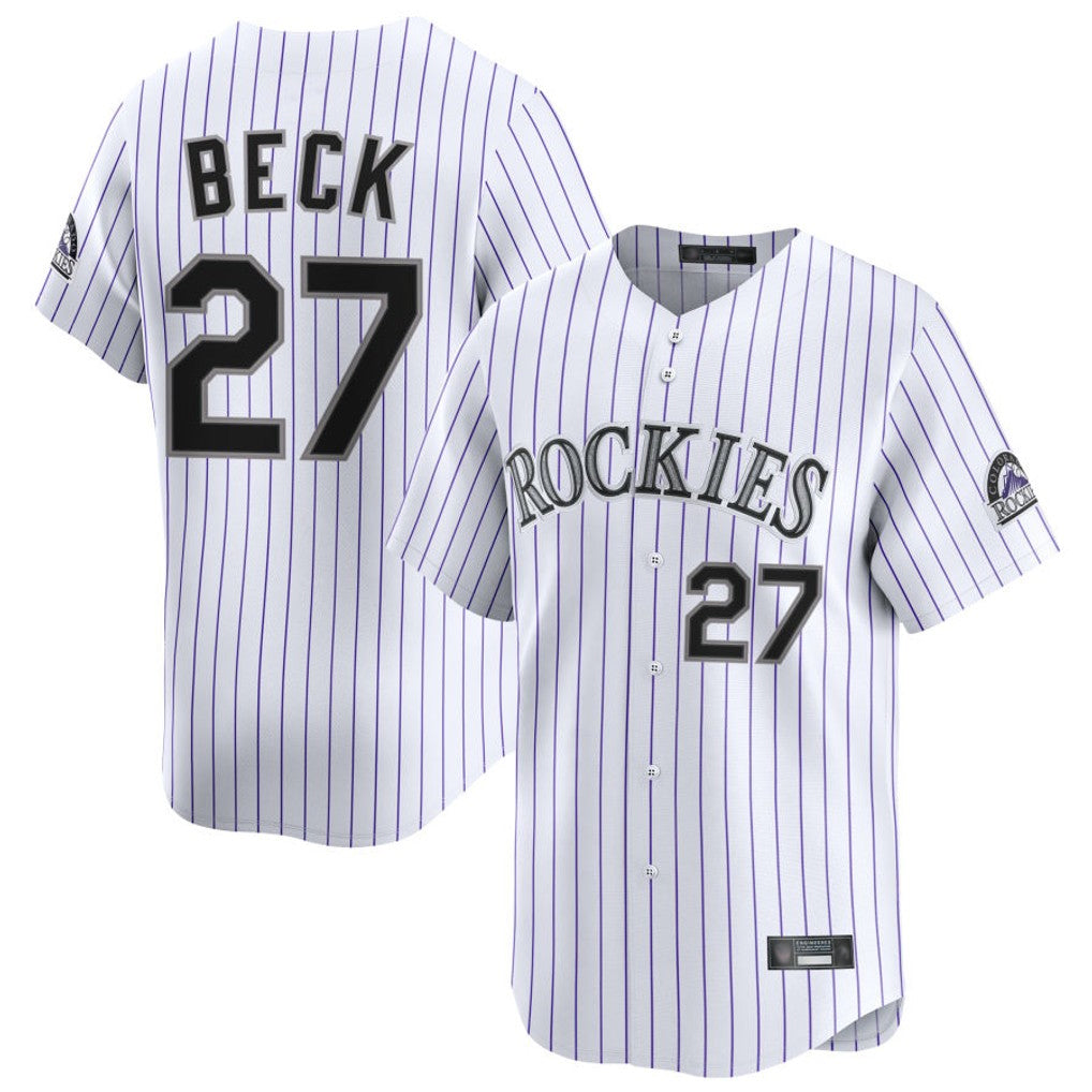 Ndoa C.Rockies #27 Jordan Beck Player White Limited Home Stitched Jersey