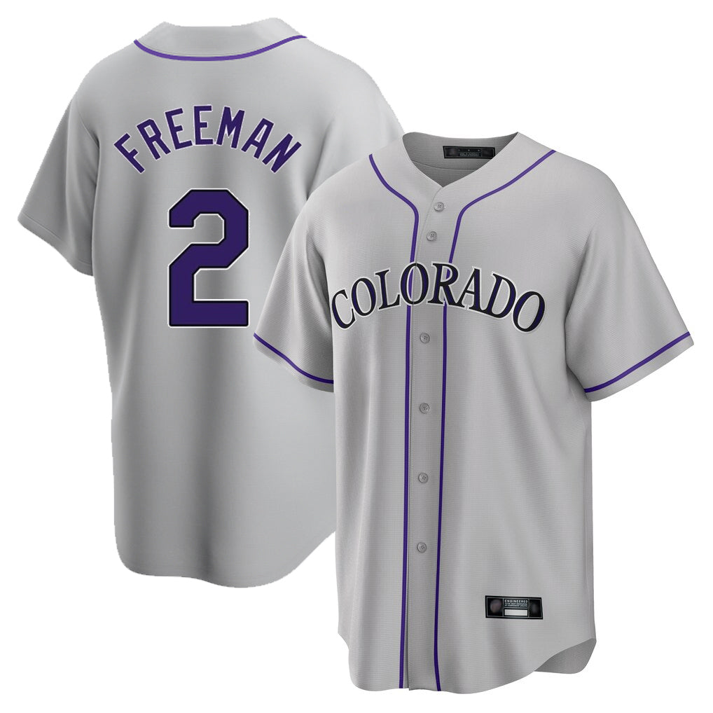 Ndoa C.Rockies #2 Tyler Freeman Player Gray Game Home Stitched Jerseys