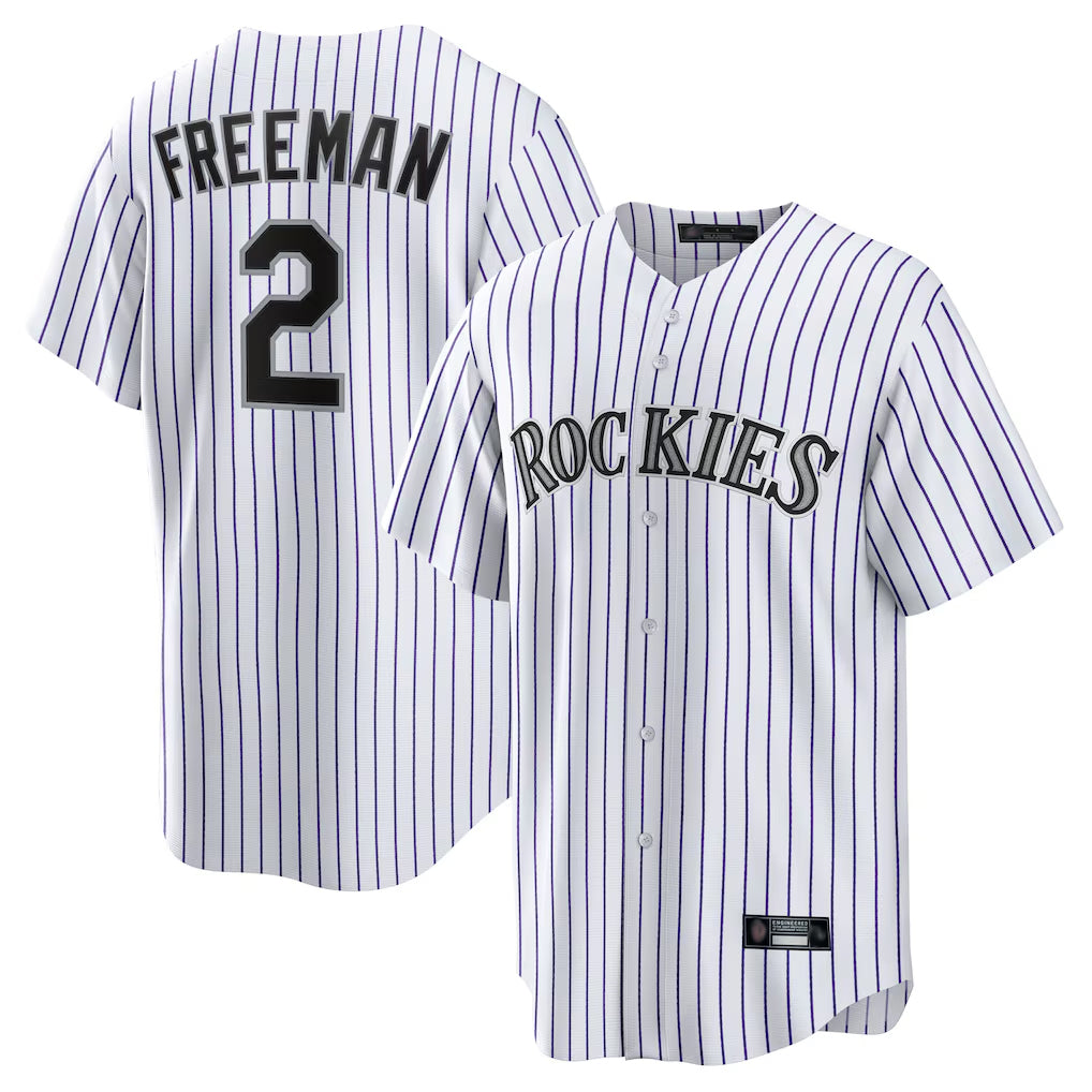 Ndoa C.Rockies #2 Tyler Freeman Player White Game Home Stitched Jerseys