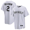 Ndoa C.Rockies #2 Tyler Freeman Player White Game Home Stitched Jerseys
