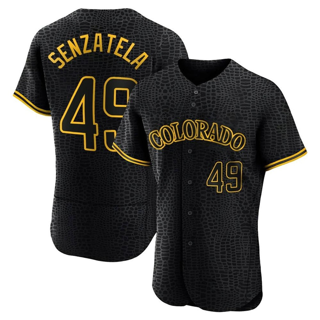 Ndoa C.Rockies #49 Antonio Senzatela Player Black Snake Skin City Limited Elite Home Stitched Jerseys
