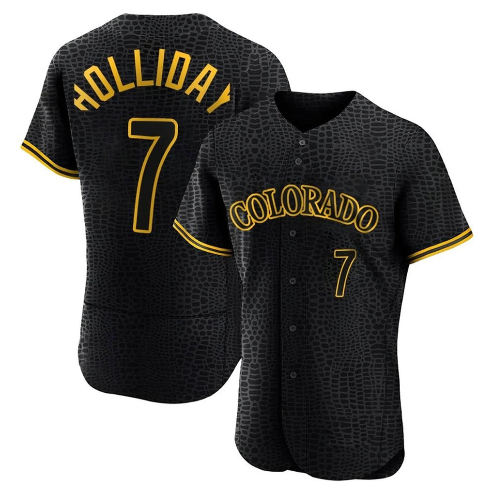 Ndoa C.Rockies #7 Matt Holliday Player Black Snake Skin City Limited Elite Home Stitched Jerseys