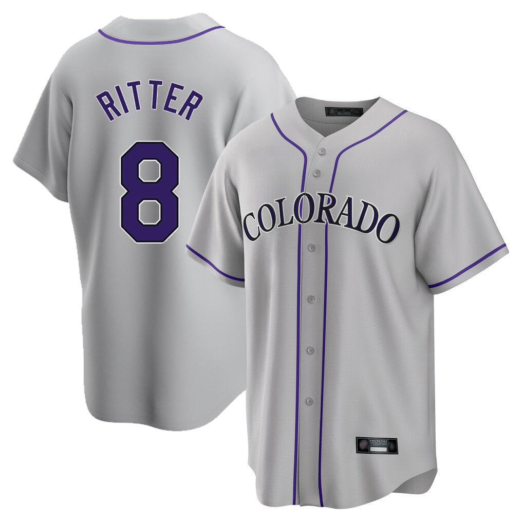 Ndoa C.Rockies #8 Ryan Ritter Player Gray Game Home Stitched Jerseys