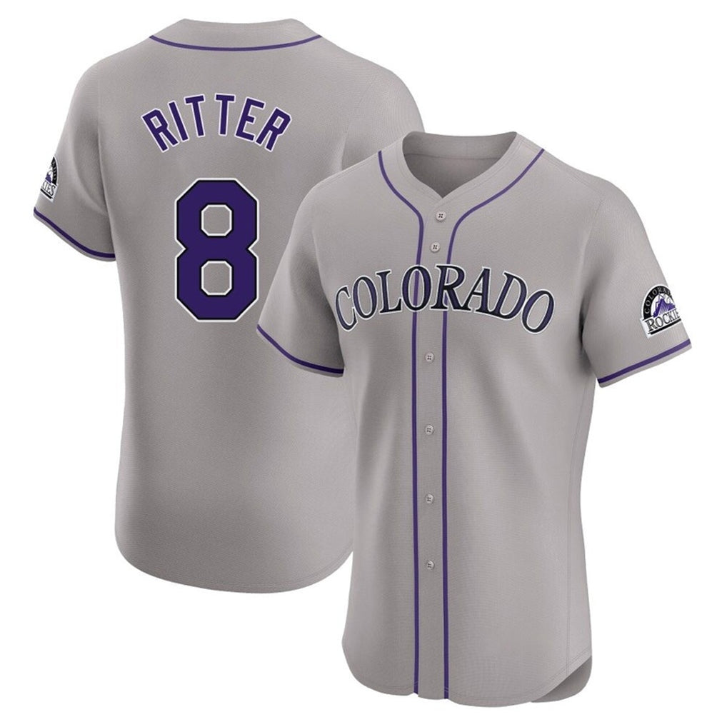 Ndoa C.Rockies #8 Ryan Ritter Player Gray Limited Elite Home Stitched Jerseys