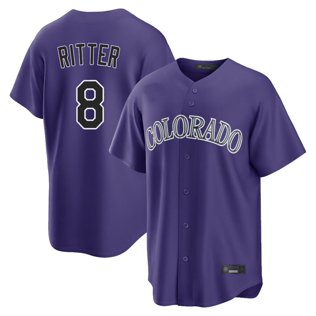 Ndoa C.Rockies #8 Ryan Ritter Player Purple Game Home Stitched Jerseys