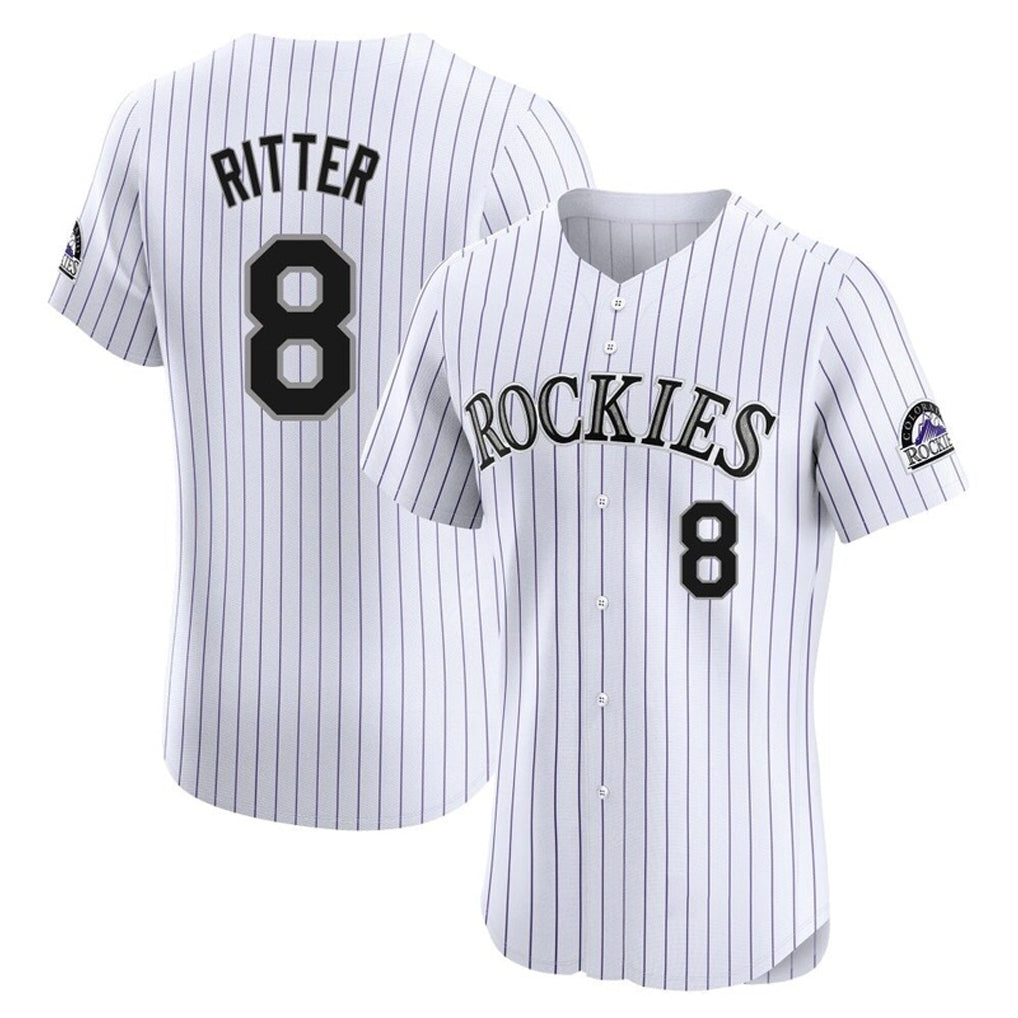 Ndoa C.Rockies #8 Ryan Ritter Player White Limited Elite Home Stitched Jerseys