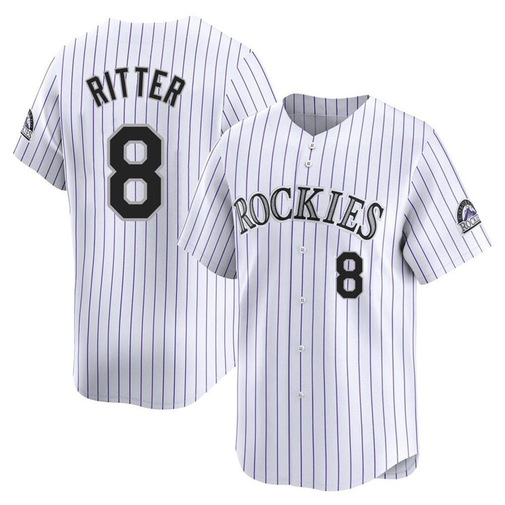 Ndoa C.Rockies #8 Ryan Ritter Player White Limited Home Stitched Jerseys