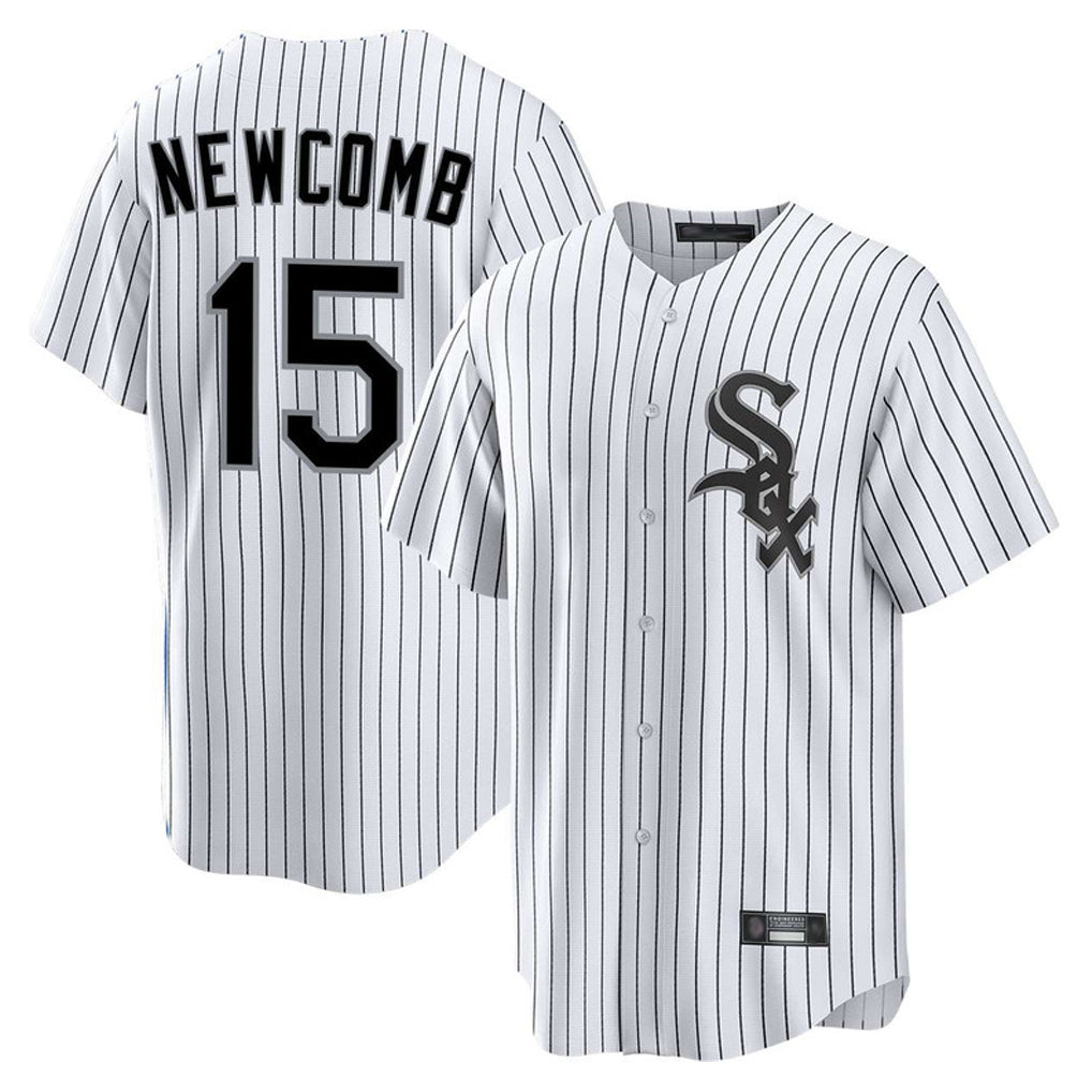 Ndoa C.White Sox #15 Sean Newcomb Player White Stripe Home Game Stitched Jerseys