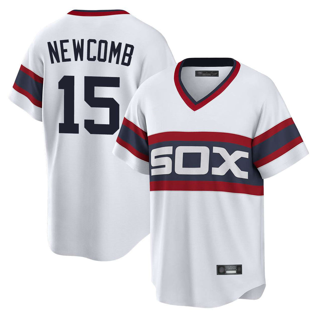 Ndoa C.White Sox #15 Sean Newcomb Player White T-shirt Home Game Stitched Jerseys