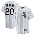Ndoa C.White Sox #20 Miguel Vargas Player White Stripe Home Game Stitched Jerseys