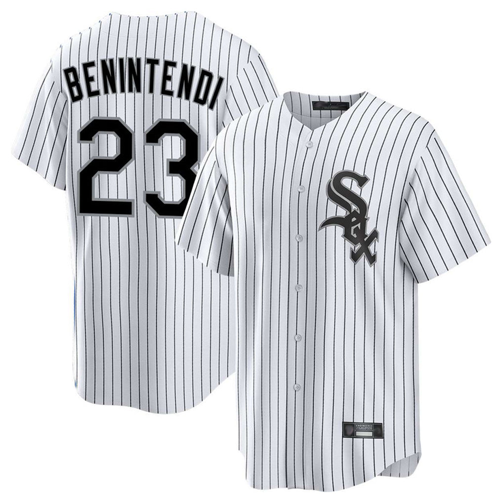 Ndoa C.White Sox #23 Andrew Benintendi Player White Stripe Home Game Stitched Jerseys