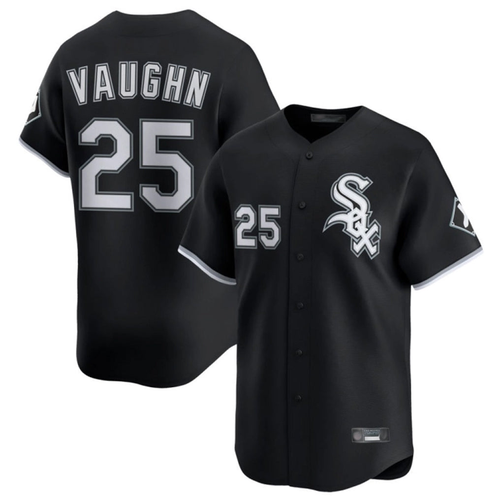 Ndoa C.White Sox #25 Andrew Vaughn Player Black Limited Home Stitched Jerseys
