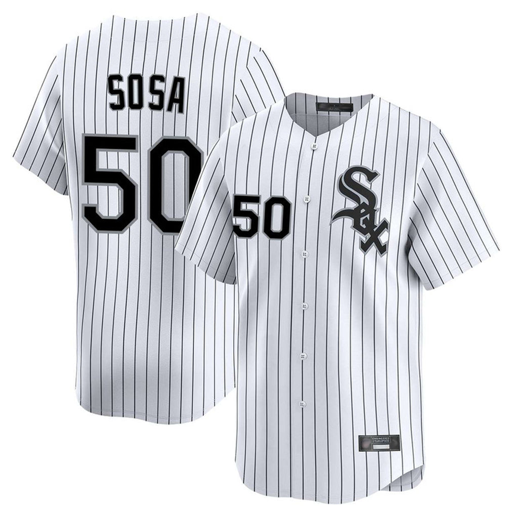 Ndoa C.White Sox #50 Lenyn Sosa Player White Stripe Limited Home Stitched Jerseys