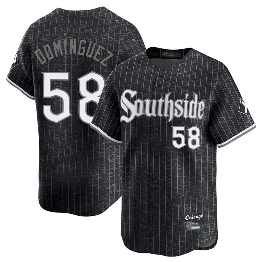 Ndoa C.White Sox #58 Seranthony Dom¡§anguez Player Black City Connect Limited Home Stitched Jerseys