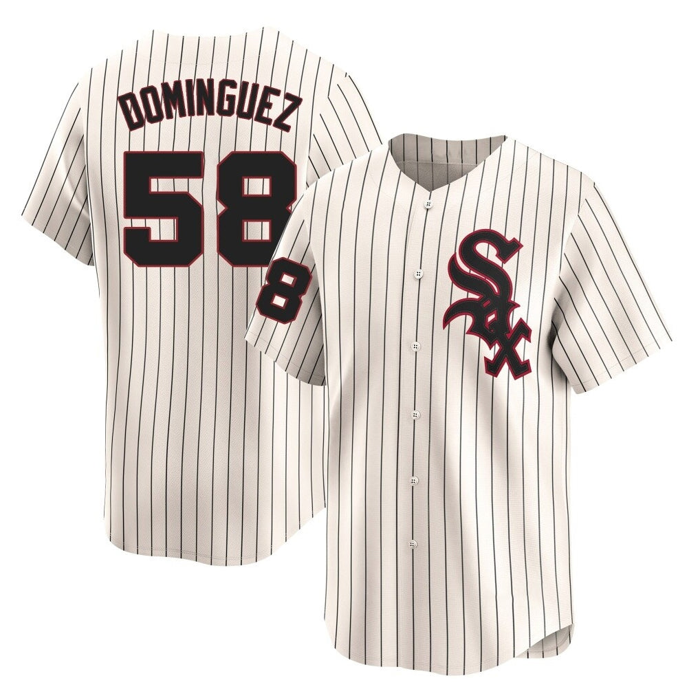 Ndoa C.White Sox #58 Seranthony Dom¡§anguez Player Cream Cooperstown Collection Limited Home Stitched Jerseys