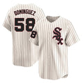 Ndoa C.White Sox #58 Seranthony Dom¡§anguez Player Cream Cooperstown Collection Limited Home Stitched Jerseys
