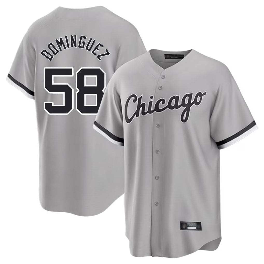 Ndoa C.White Sox #58 Seranthony Dom¡§anguez Player Gray Home Game Stitched Jerseys