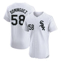 Ndoa C.White Sox #58 Seranthony Dom¡§anguez Player White Stripe Limited Elite Home Stitched Jerseys