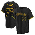 Ndoa C.White Sox #72 Carlton Fisk Player Black Snake Skin City Home Game Stitched Jerseys