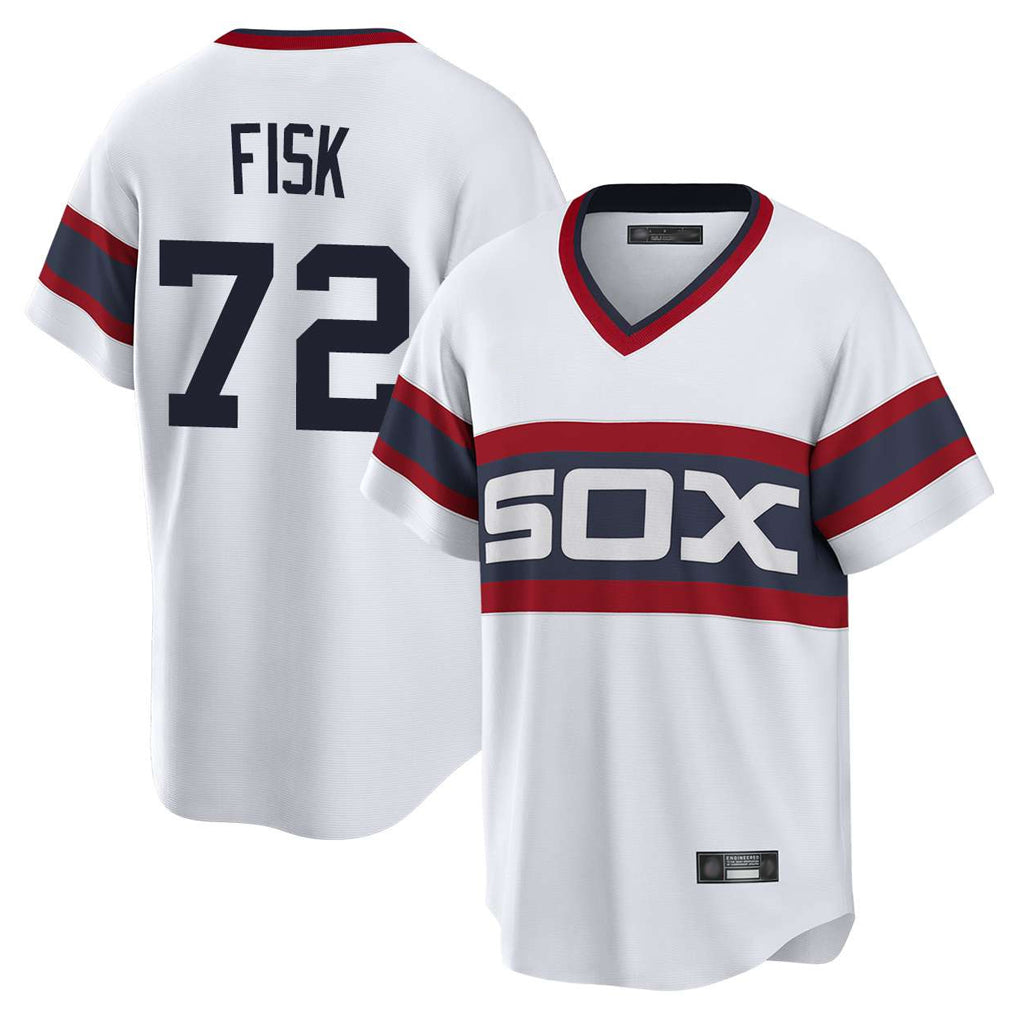 Ndoa C.White Sox #72 Carlton Fisk Player White T-shirt Home Game Stitched Jerseys