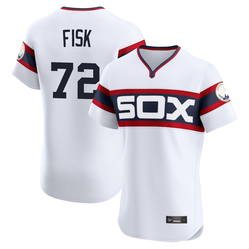 Ndoa C.White Sox #72 Carlton Fisk Player White T-shirt Limited Elite Home Stitched Jerseys