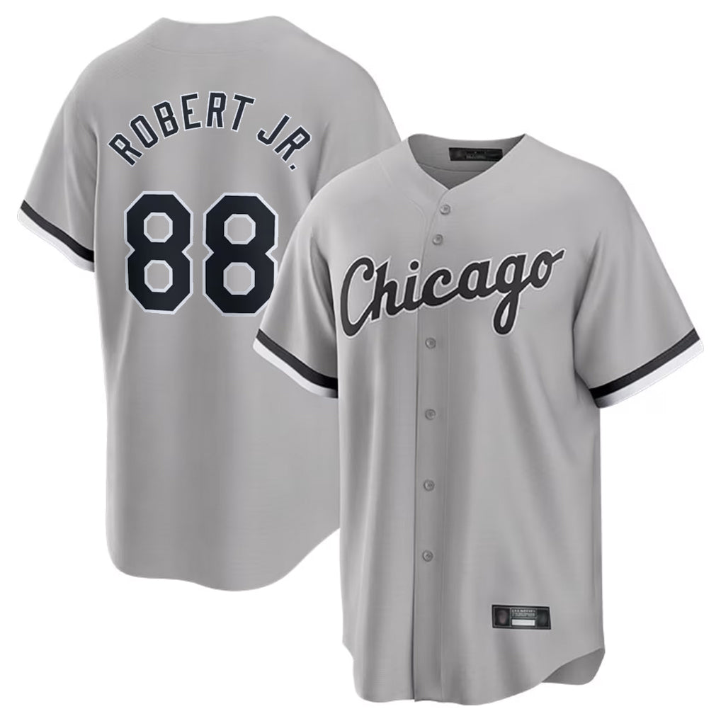 Ndoa C.White Sox #88 Luis Robert Jr Player Gray Home Game Stitched Jerseys