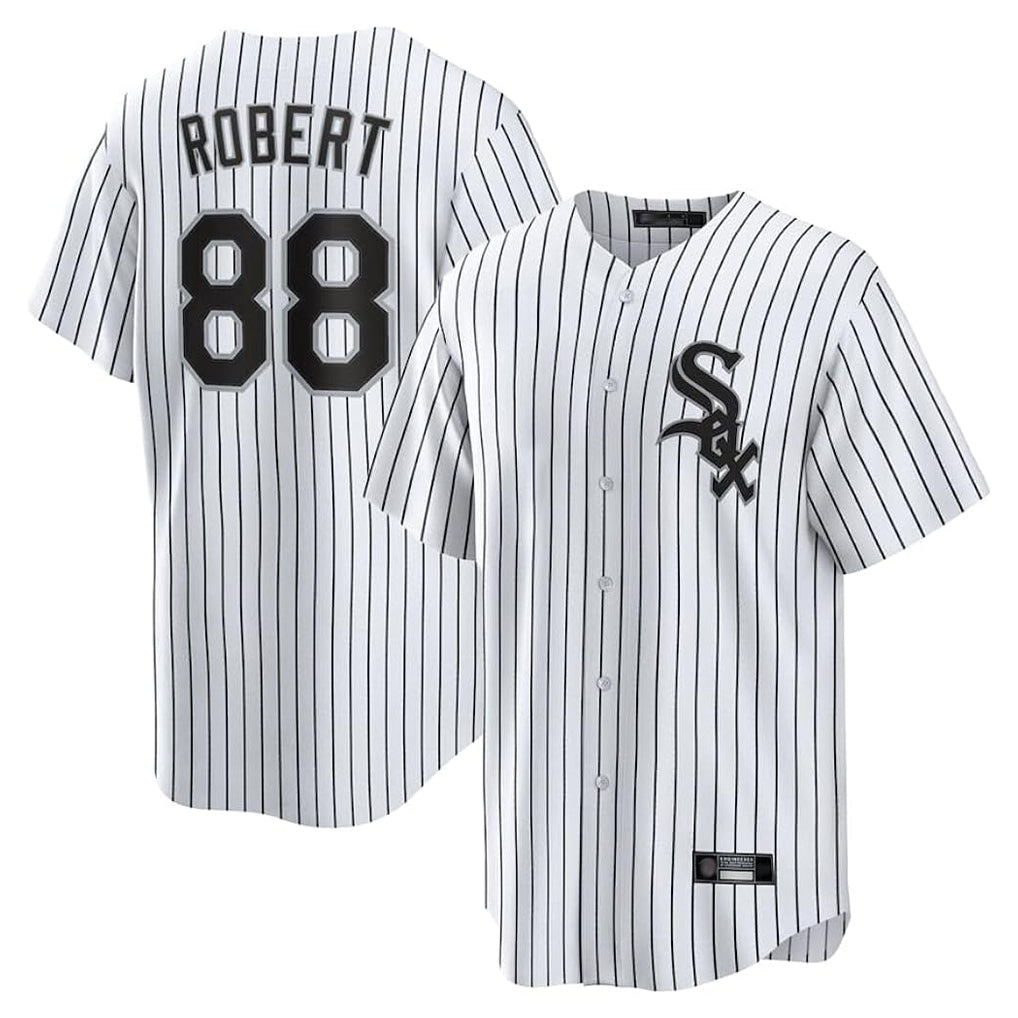 Ndoa C.White Sox #88 Luis Robert Jr Player White Stripe Home Game Stitched Jerseys