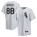 Ndoa C.White Sox #88 Luis Robert Jr Player White Stripe Home Game Stitched Jerseys
